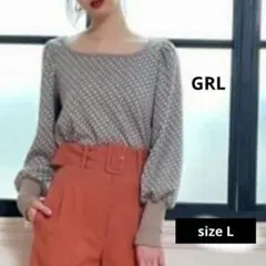 GRL グレイル　 ジャガードバックリボントップス　グレー　L