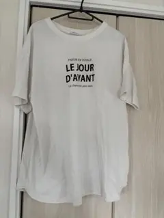 CINEMA CLUB ロゴプリントTシャツ 半袖 ホワイト チュニック LL