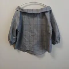 グレー系チェック オフショルダー