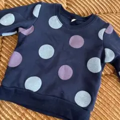 ドット柄トレーナー ネイビー 裏起毛