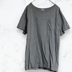【チャンピオン】半袖Tシャツ グレー M ワンポイント コットン100％