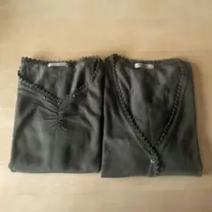 モスグリーン　ニットアンサンブルL