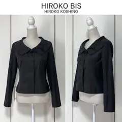 【美品】HIROKO BIS ビジューボタン付き ビッグカラー薄手ジャケット
