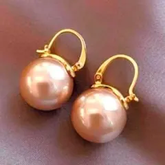 ピアス k18コーティング シャンパン ゴールド 揺れる 上品 パール cz