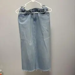 UNIQLO デニムロングスカート ライトブルー フリンジ