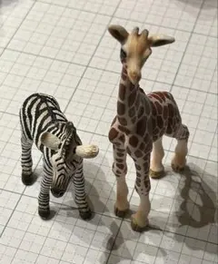シュライヒ　ワイルドライフ　キリン　シマウマ　仔　フィギュアのサムネイル