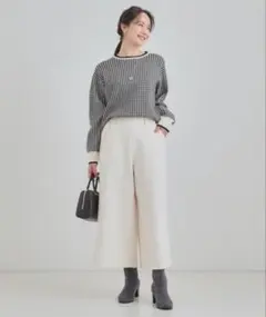 あったか裏起毛ワイドパンツ M　アイボリー　DRESKIP