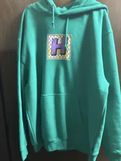 HUF XL ターコイズ パーカー ロゴ入り