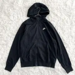 Nike ナイキ フルジップパーカー 黒 M 刺繍ロゴ フード 大人気