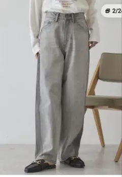 【AMERICAN HOLIC】カーブデニムパンツ　グレー　L