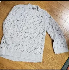 袖通しのみ　LAURA ASHLEY グレー 七分袖ニット