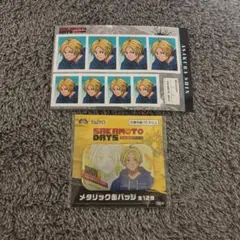 サカモトデイズ　メタリック缶バッチ　証明写真　朝倉シン