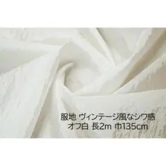 服地 生地 ヴィンテージ風のシワ感 オフ白 長2ｍ 巾135cm