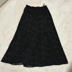 ブラック ドット柄 フレアスカート M