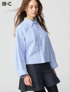 コットンコクーンシャツ ストライプ xl ユニクロ UNIQLO c ブルー