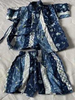 青色系 トンボ柄 甚平 サイズ80