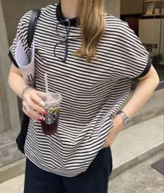 神戸レタス　ボーダー フレンチスリーブ Tシャツのサムネイル