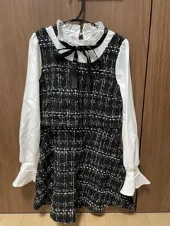 チェック ツイード ワンピース