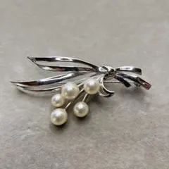 美品✨MIKIMOTO ミキモト パール ブローチ　フラワー　ブーケ 未使用品級】✨MIKIMOTO ミキモト パール ブローチ リボン