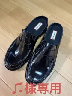 中古　HUNTERハンター　レインシューズ　ブラック　ローファーUS8 25cm