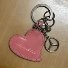 メルセデス・ベンツ ピンクハート キーホルダー　ジルコニア