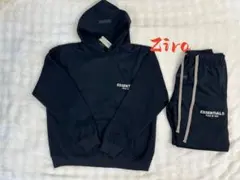 FOG ESSENTIALS。ユニセックス ブラッ クパーカー/スウェットパンツ