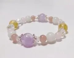 パワーストーン ブレスレット　モルガナイト　シルバームーンストーン　B1612