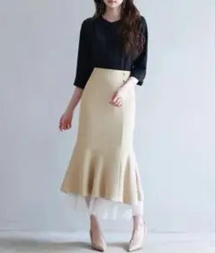 セゾンドパピヨン　チュールドッキングハイウエストスカート　美人百科　オフィス