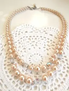 ピンクパール二重ネックレス 結婚式　パーティー