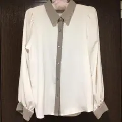 【美品】NICE CLAUP バイカラー長袖ブラウス