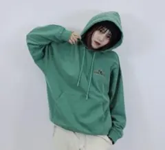 CENTIMETER フード付きパーカー グリーン