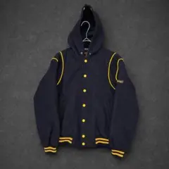 80s 90s マックレガー　スタジャン　ネイビー　フード付　カレッジ　マリン