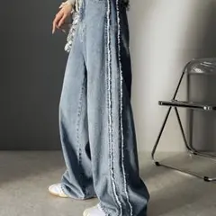 新品・未使用　Javaコラボ フリンジ ワイドルーズオーバーデニム XL