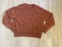 オレンジ クルーネック セーター ウール混合