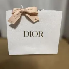 Dior ショップ袋 ホワイト サーモンピンクリボン