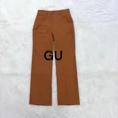 ジーユー GU センタープレスストレートパンツ S テラコッタ スラックス 伸縮