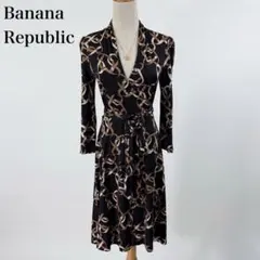 Banana Republic バナナリパブリック シルク チェーン柄ワンピースのサムネイル