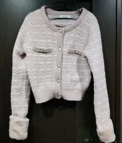 新品未使用☆dazzlin 裾エコファーニットツイードセットアップ ピンク