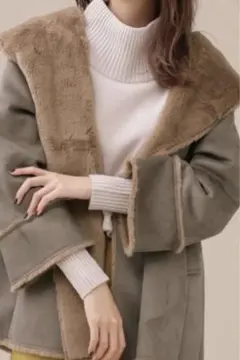 フェイクムートン　コート　ミドル丈　軽い　暖かい