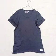 【クロコダイル】Vネック Tシャツ（M）英字ロゴ 綿100％ 半袖 ネイビーのサムネイル