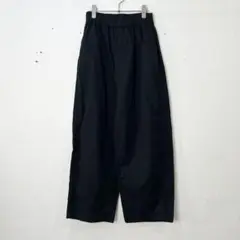 Y113) NARU クリーミーギャバ　ノッポパンツ ブラック
