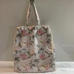 ハンドメイド　BIGサイズ 手提げ巾着バッグ　ローラアシュレイ生地使用
