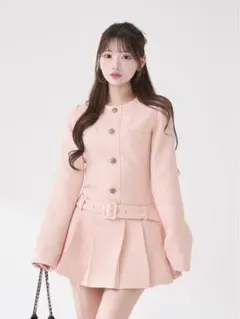 ダーリッチ ボックスプリーツツイードミニワンピース