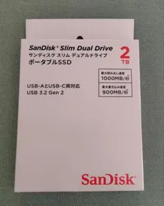 未開封　SanDisk Slim Dual Drive 2TB ポータブルSSDのサムネイル