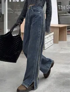 by muni:r サイドフリンジスリットパンツ