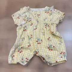 フタフタ　イエローチェリー柄ロンパース 70