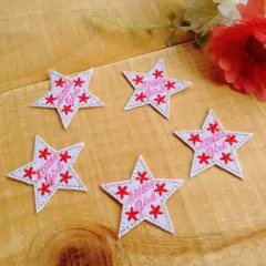 刺繍ワッペンアイロン 5枚セット 星 スター レッド 白 かわいい STAR