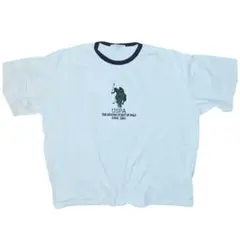 U.S. POLO ASSN. リンガーTシャツ 半袖 白 緑