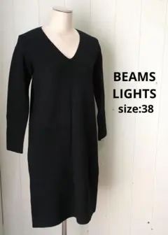 ビームスライツ BEAMS LIGHTS Vネックニット ワンピ ブラック 38