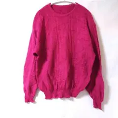 希少✨️　ピンク 編み模様 長袖ニットセーター